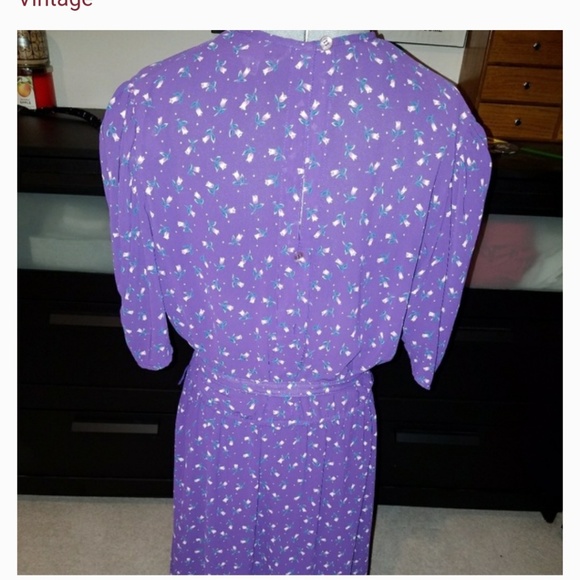 Vintage Sheer Dress w/ Tulip Design & Waist Belt - Picture 2 of 5